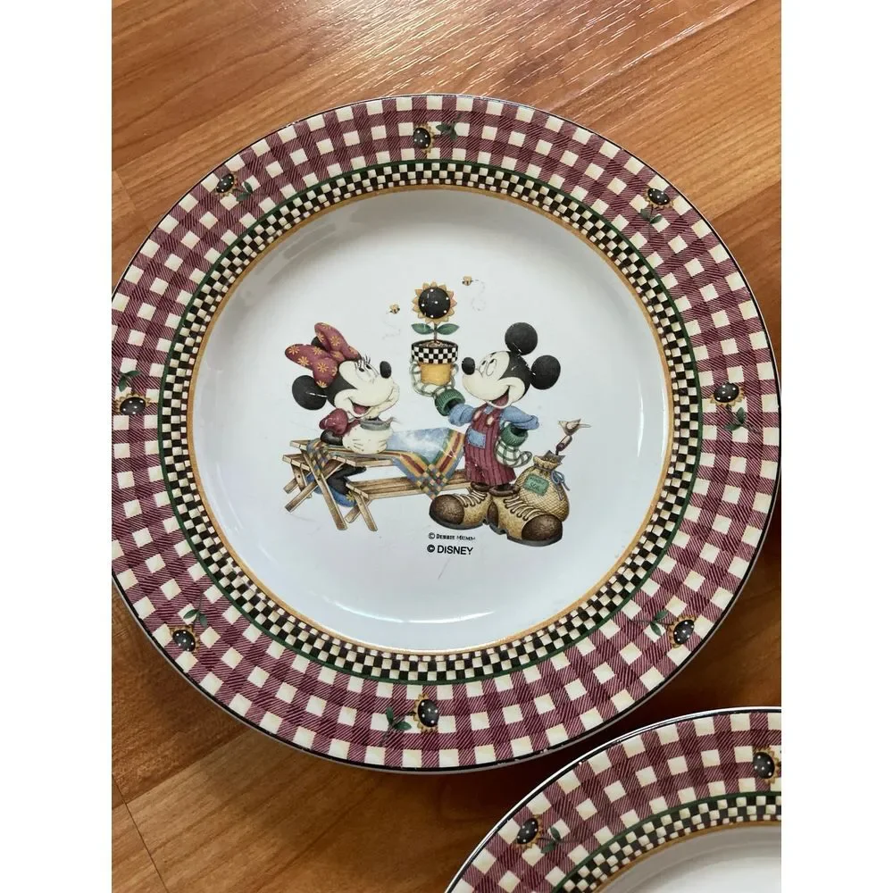 VTG‎ 3 Collectors Disney 2000 Debbie Mumm Mickey' s Garden Salad Plates